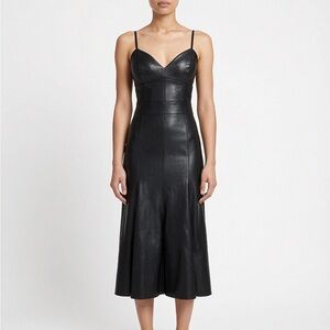 CBGMAXARIA BLACK Women's Faux Leather Sweetheart Dress size 6
